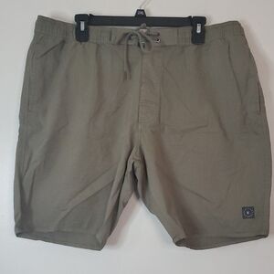 LinkSoul Tempus Fugit Green Cotton Mens Shorts Size XXL Tie Waist Chino